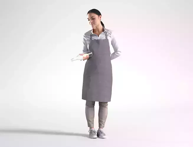 Woman Waitress Standing Low poly Charley 1888