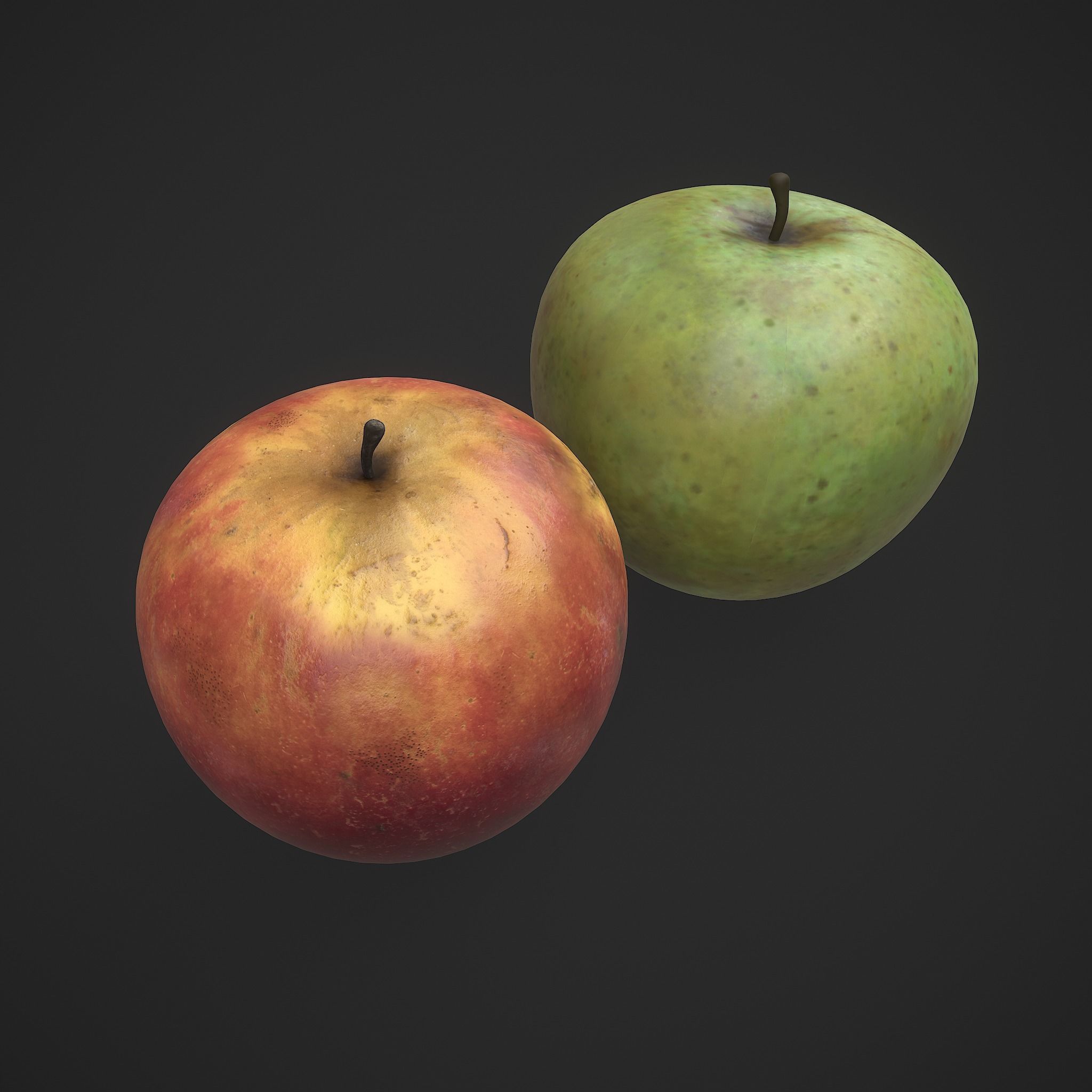Red and Green Apple  3D Model Collection_4