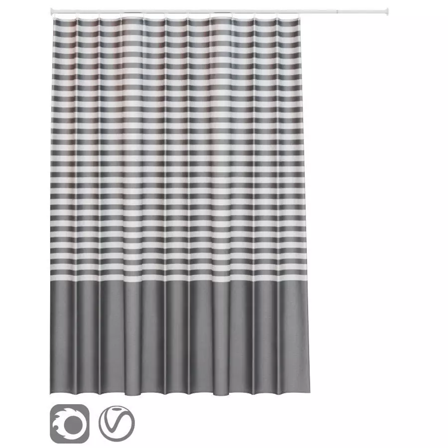 Bath curtain shower 200x200 cm IKEA VADSJON 3D model_0