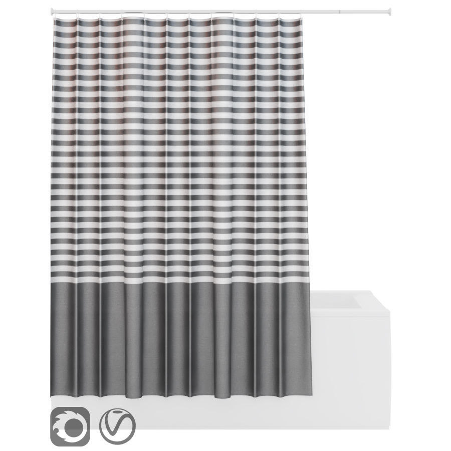 Bath curtain shower 200x200 cm IKEA VADSJON 3D model_1