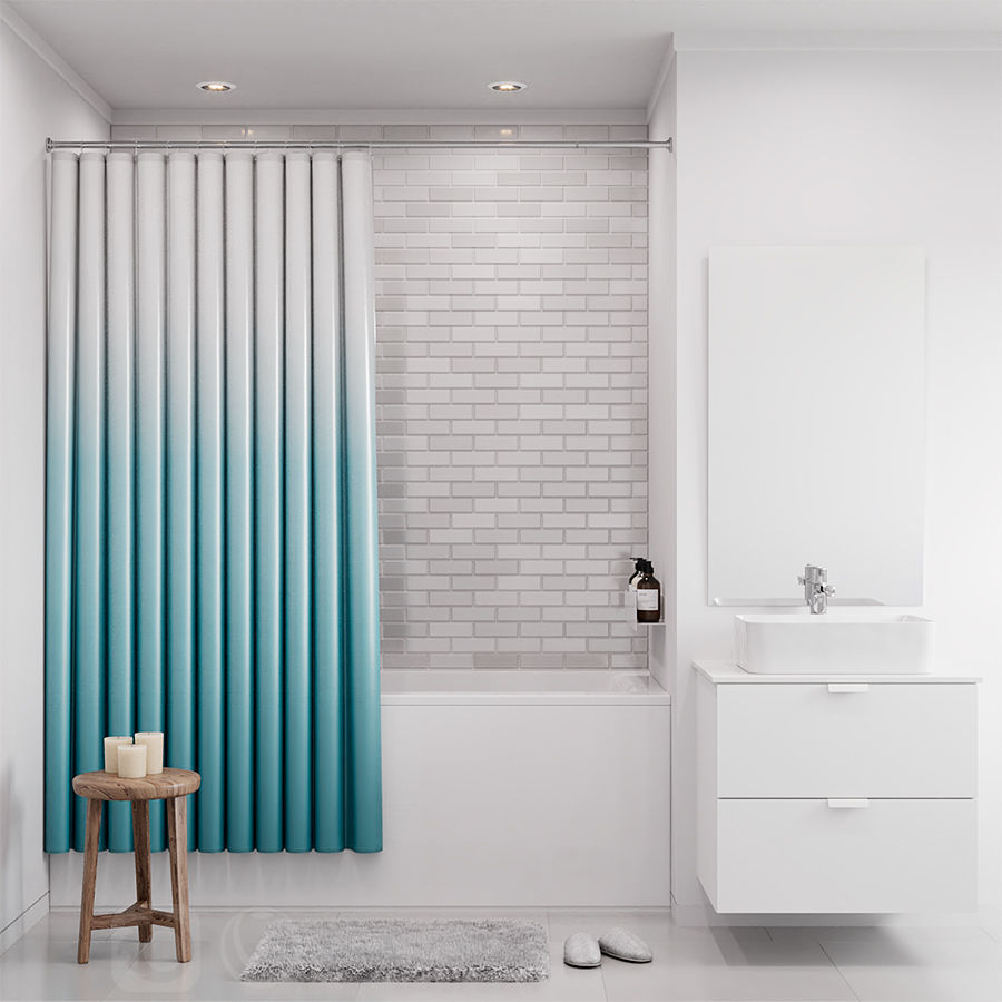 Bath curtain shower 200x200 cm NYCKELN in 2 options 3D model_1