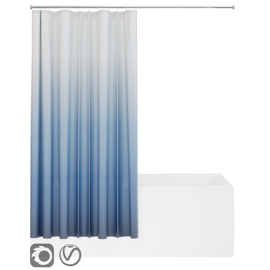 Bath curtain shower 200x200 cm NYCKELN in 2 options 3D model_3
