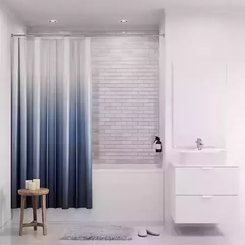Bath curtain shower 200x200 cm NYCKELN in 2 options 3D model