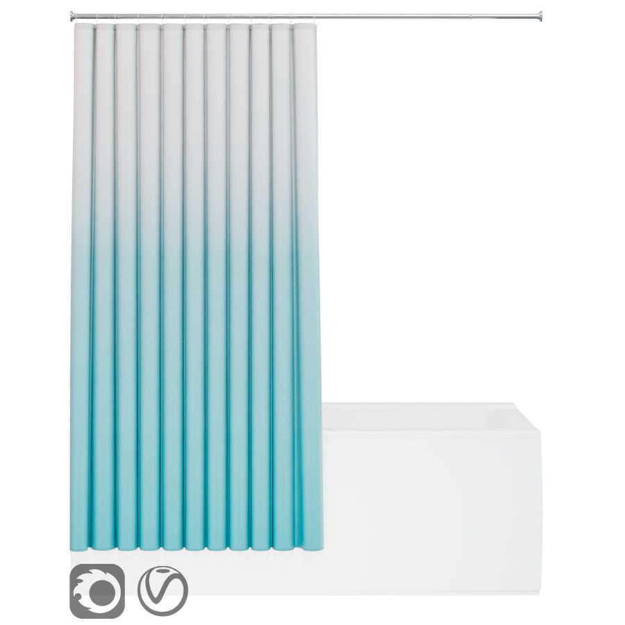 Bath curtain shower 200x200 cm NYCKELN in 2 options 3D model_4