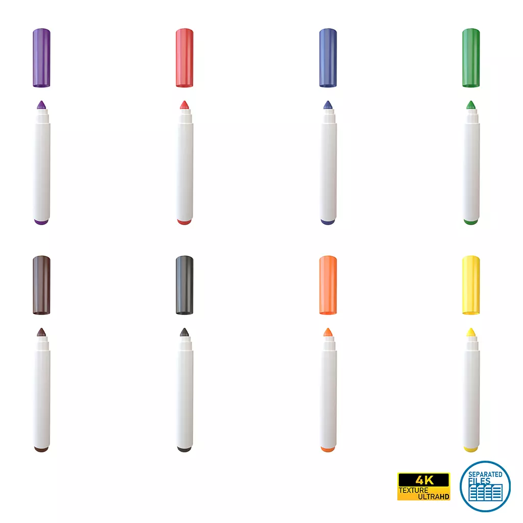 Markers v1 Pack 01 Low-poly 3D model_0