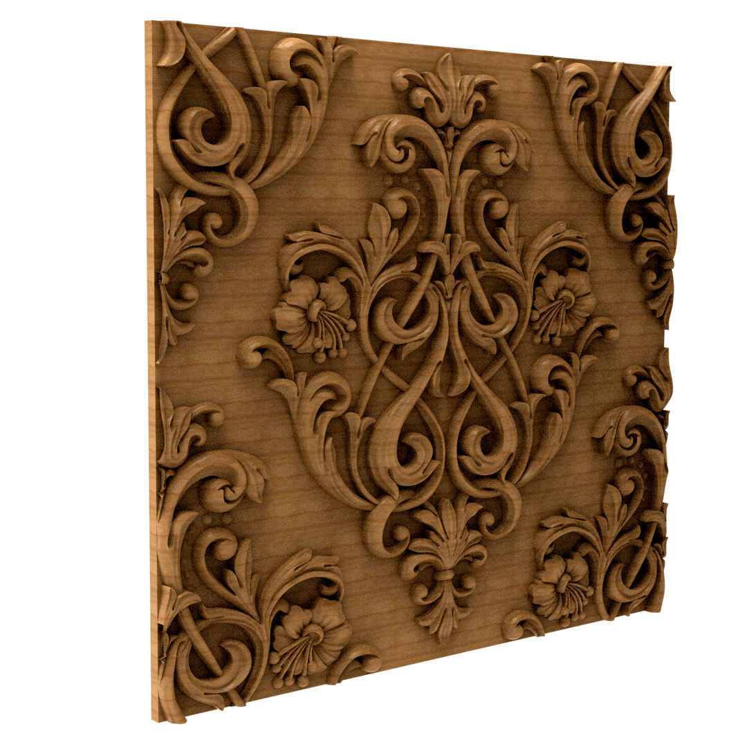 3D Model STL Panel carved wood wall 3D model_1