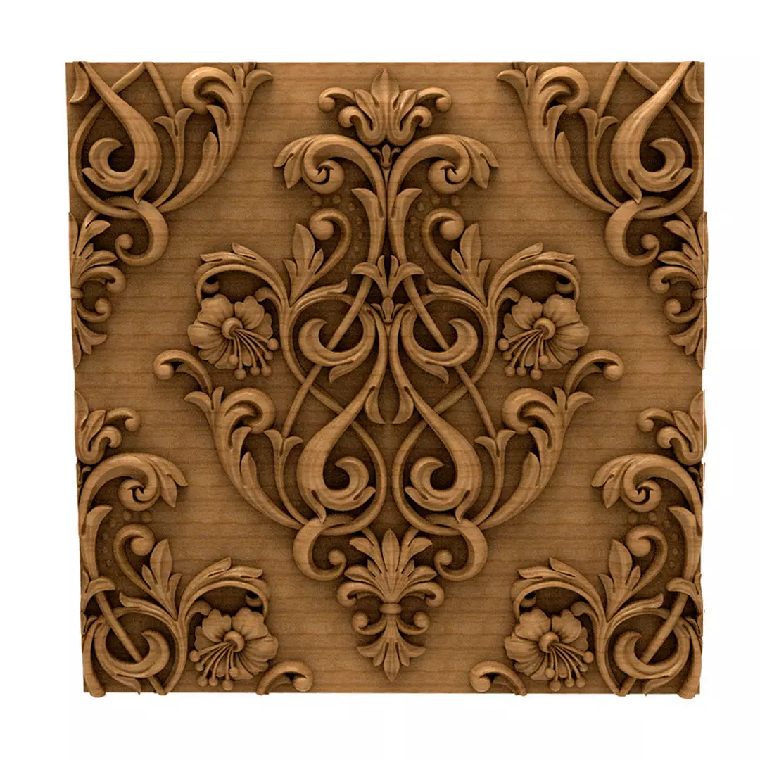 3D Model STL Panel carved wood wall 3D model_0