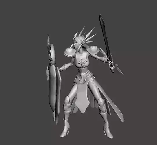 Leona 3D Model female character holding sword