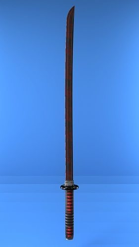 Black Bloodstained Katana Sword Blade Low-poly 3D model