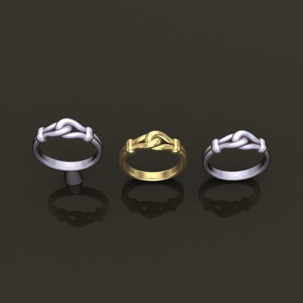 Rope Knot Ring Band Mix Size 3D print model_3