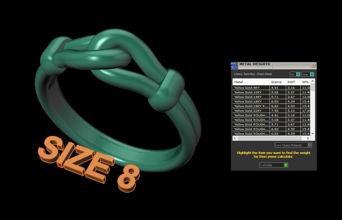 Rope Knot Ring Band Mix Size 3D print model_14