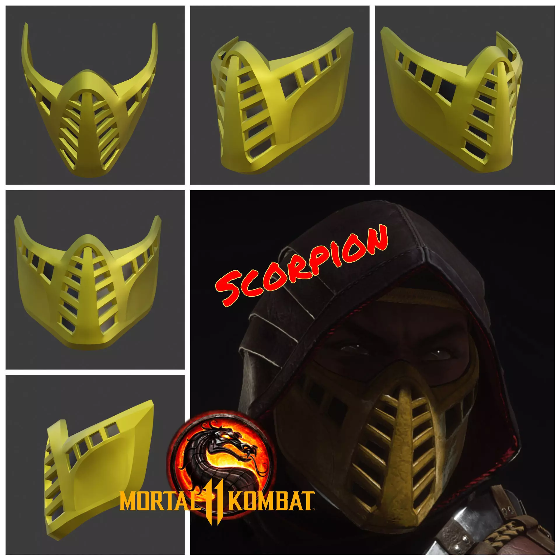 Scorpion mask from Mortal Kombat 11 - Classic 3D print model_0