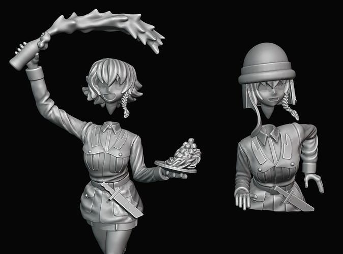 Pepperoni - Girls und Panzers - 28mm wargaming miniature 3D print model