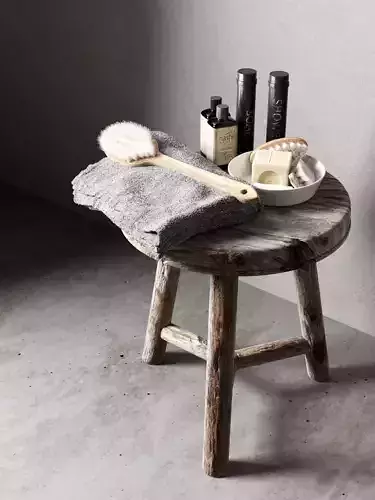 Stool with Body Care Products 3D model
