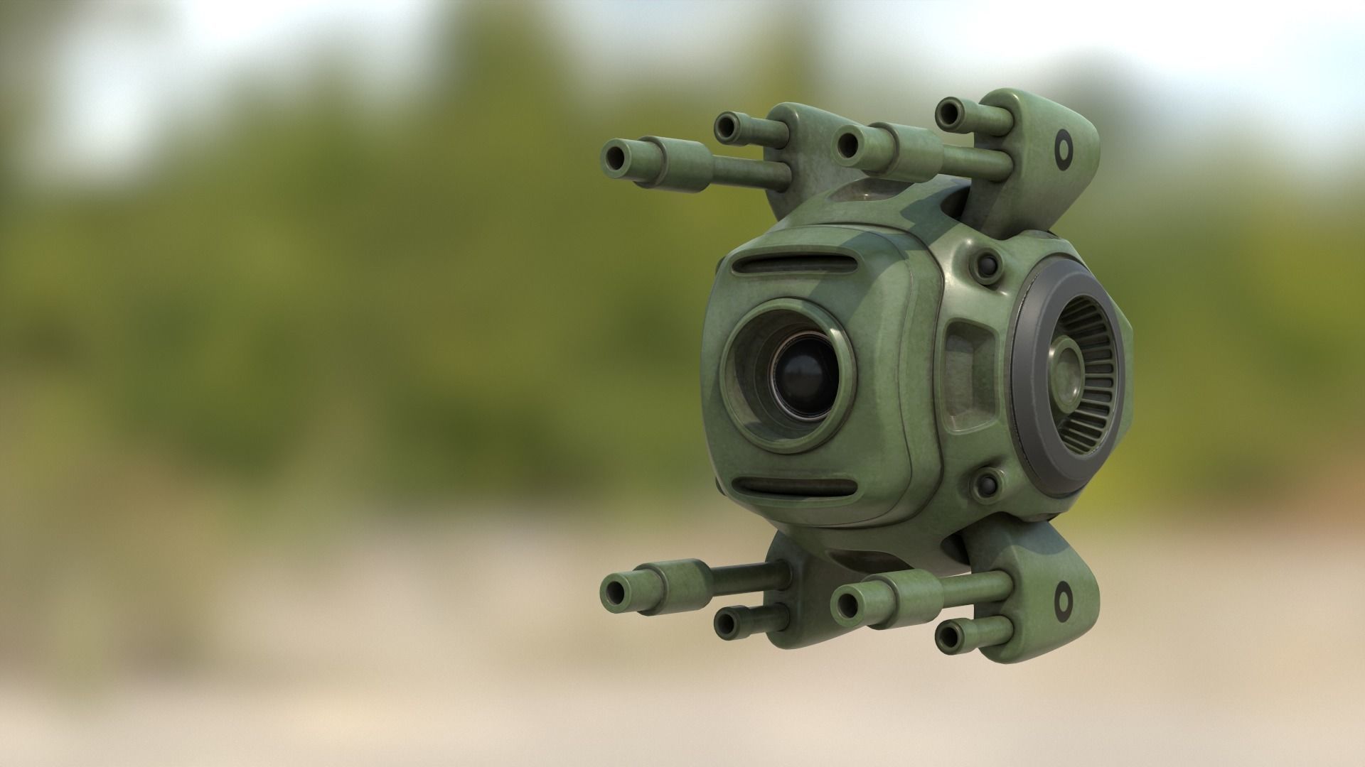 Sci-Fi army drone Low-poly 3D model_3
