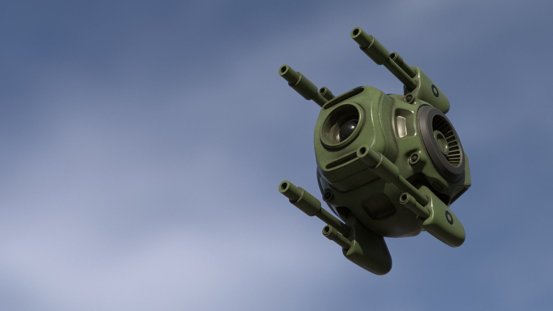 Sci-Fi army drone Low-poly 3D model_4