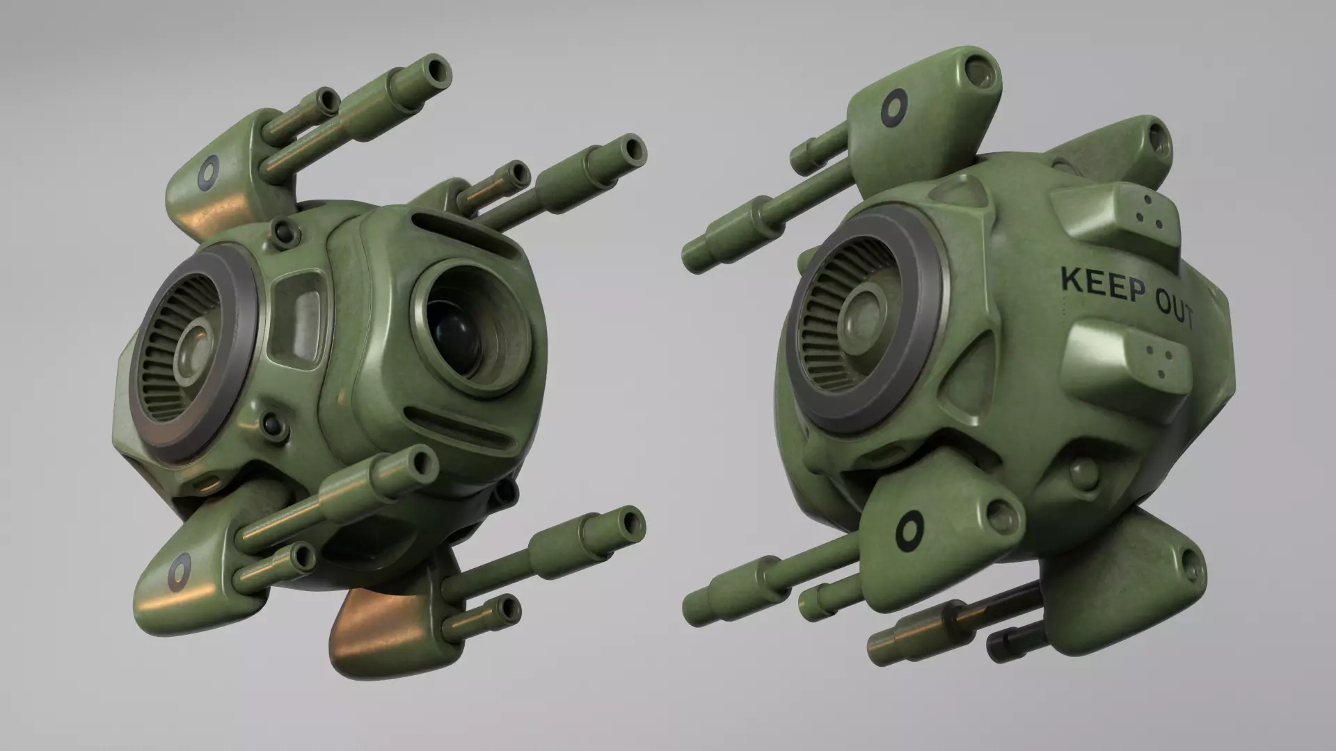 Sci-Fi army drone Low-poly 3D model_0