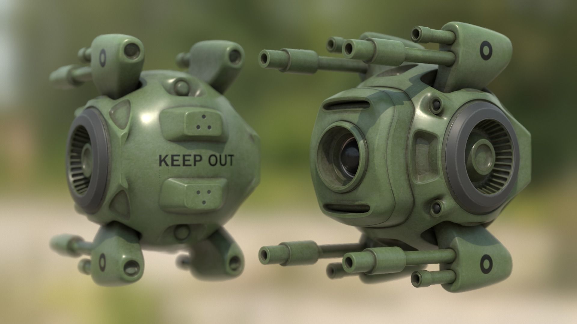Sci-Fi army drone Low-poly 3D model_2