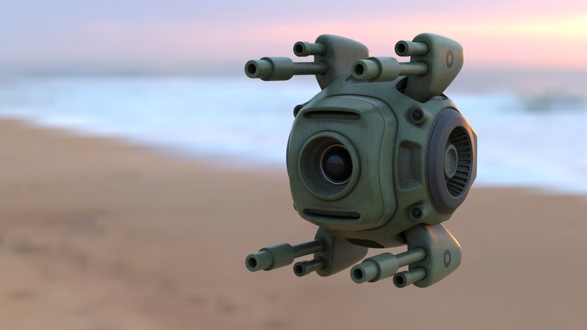Sci-Fi army drone Low-poly 3D model_5