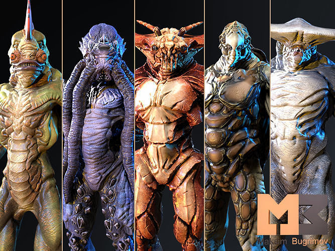 Monsters Underwater Pack Low-poly 3D model