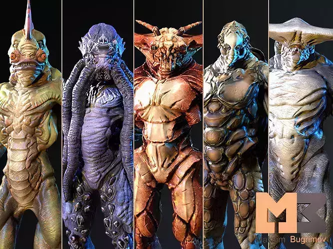 Monsters Underwater Pack Low-poly 3D model
