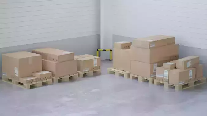 Wooden pallets with boxes - Pack 2 - Textured Low-poly 3D model