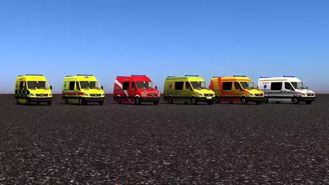 Mercedes-Benz Sprinter 311CDI Ambulance Vehicle 3D Model Collection
