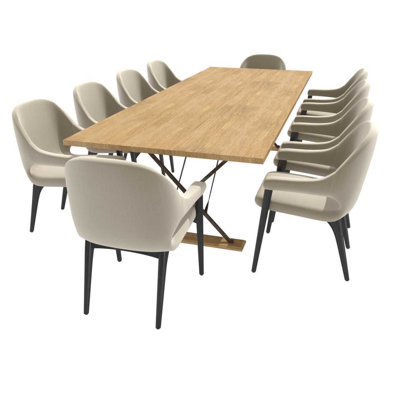 DRAPERS TABLE BY ROSE UNIACKE and custom dining armchair 3D model_1