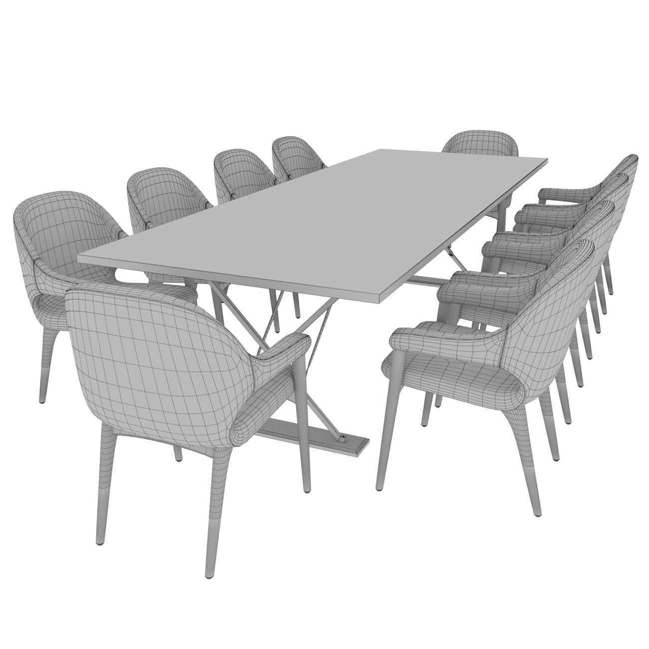 DRAPERS TABLE BY ROSE UNIACKE and custom dining armchair 3D model_12