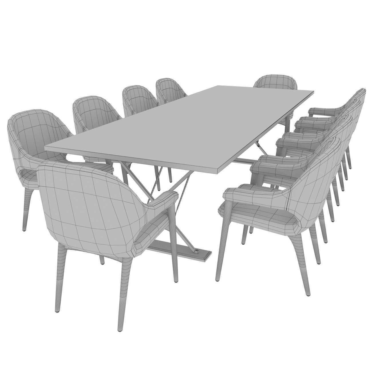DRAPERS TABLE BY ROSE UNIACKE and custom dining armchair 3D model_11