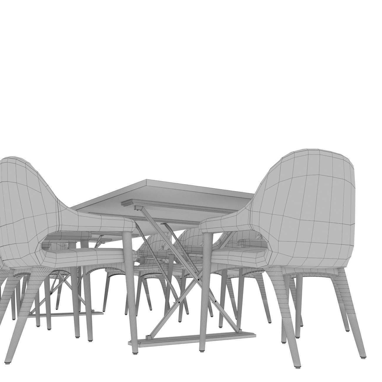 DRAPERS TABLE BY ROSE UNIACKE and custom dining armchair 3D model_10