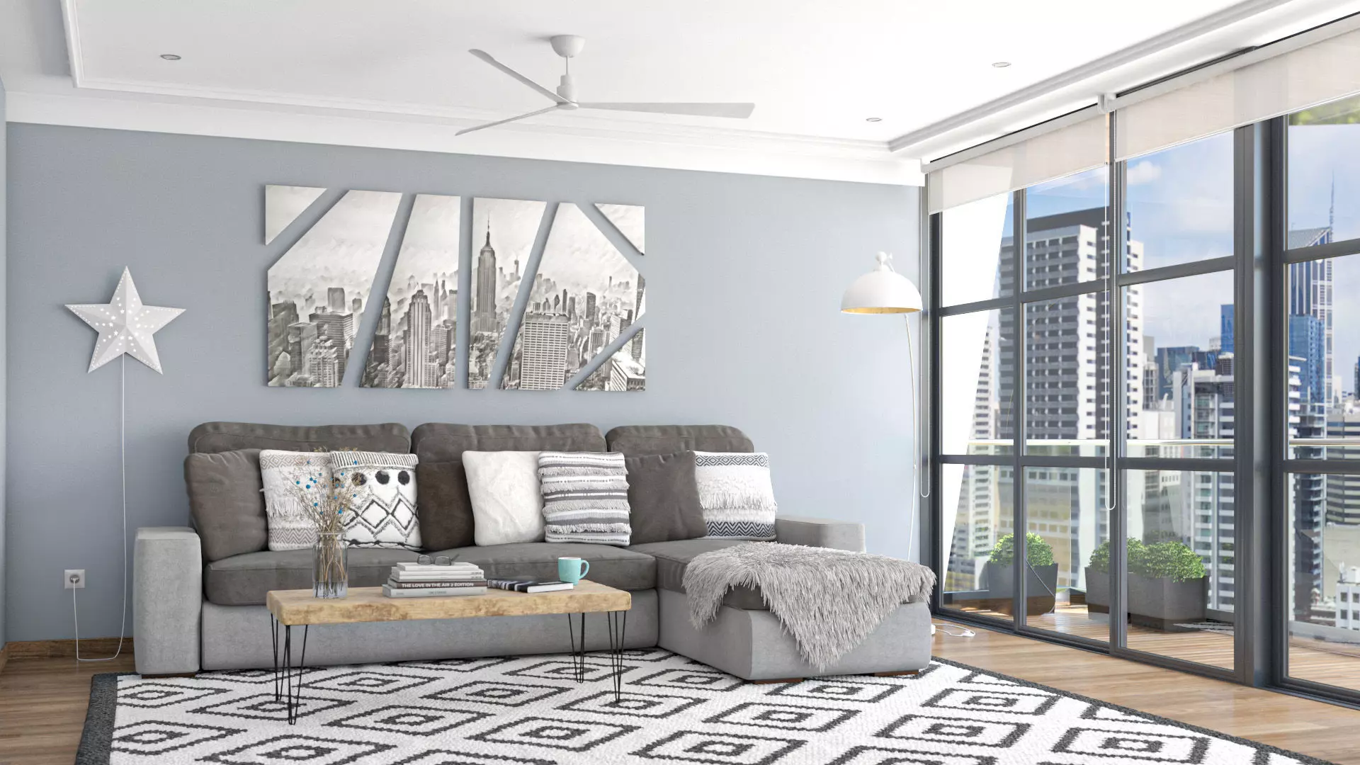 Modern city living room 3D model