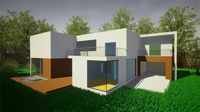 Modern high-poly house Free 3D model