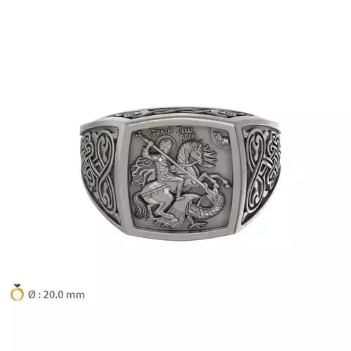 N219 Saint George signet ring 3D print model