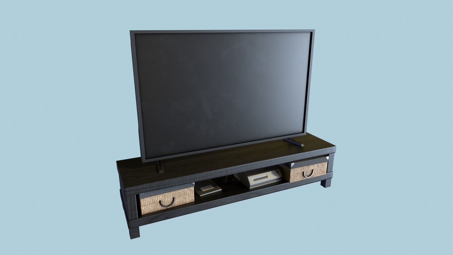 TV Table with TV  Low-poly 3D model_2
