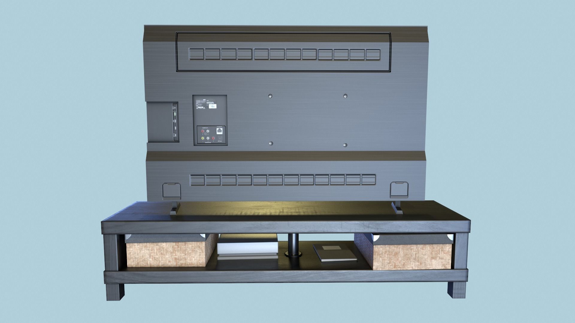 TV Table with TV  Low-poly 3D model_4
