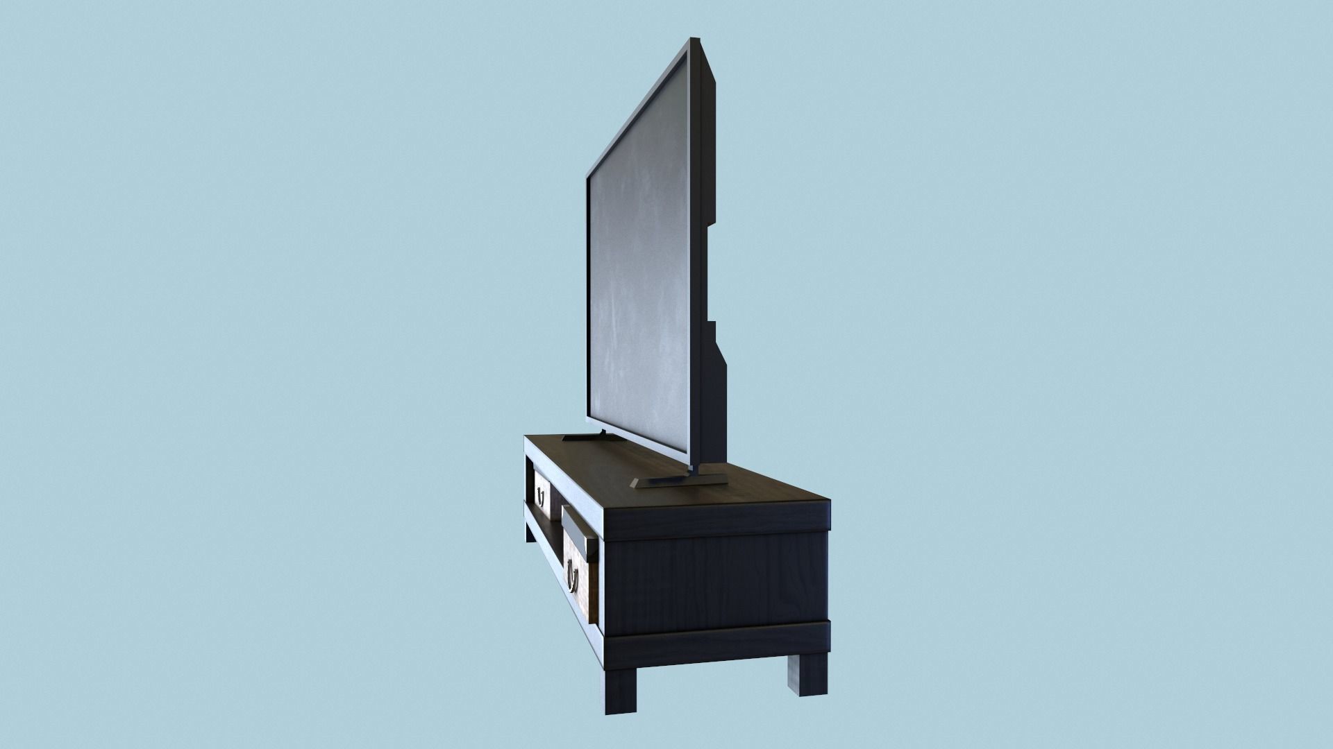 TV Table with TV  Low-poly 3D model_6