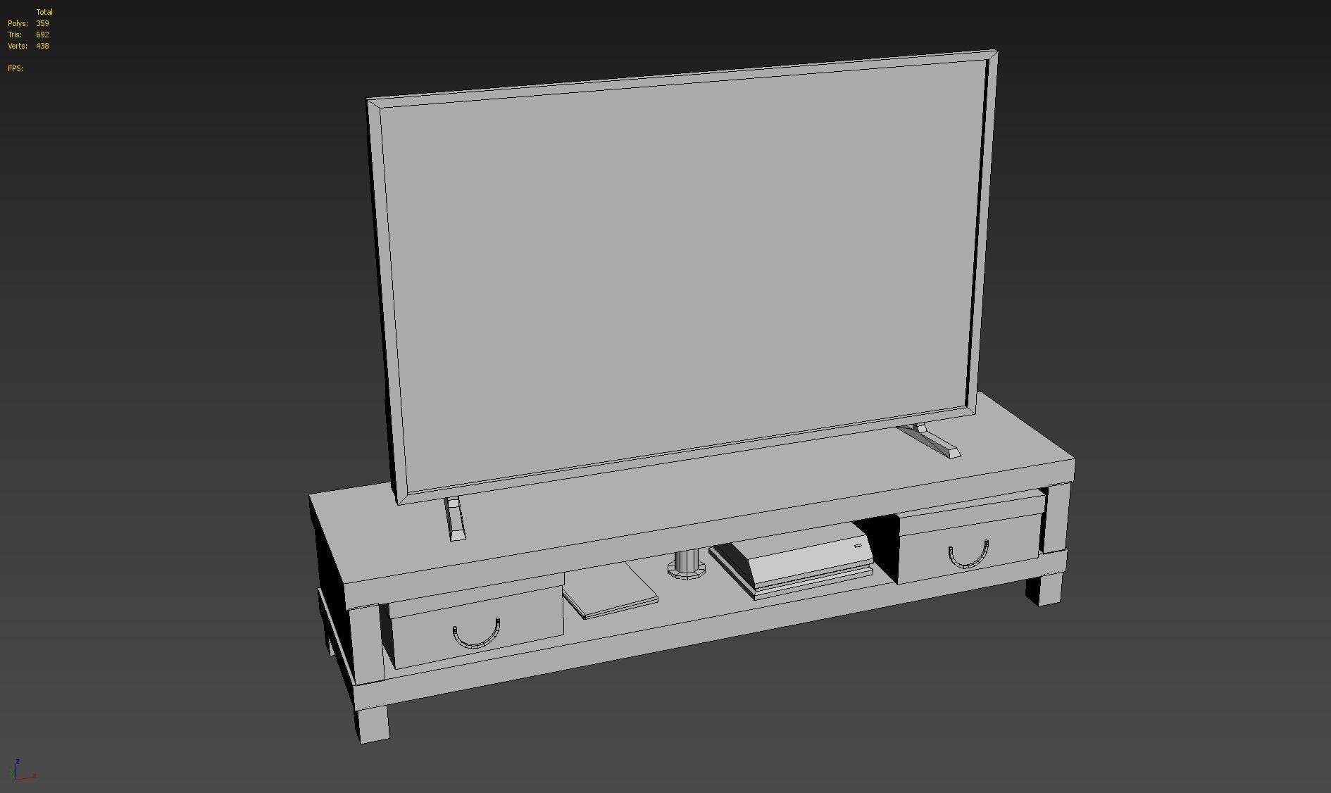 TV Table with TV  Low-poly 3D model_13