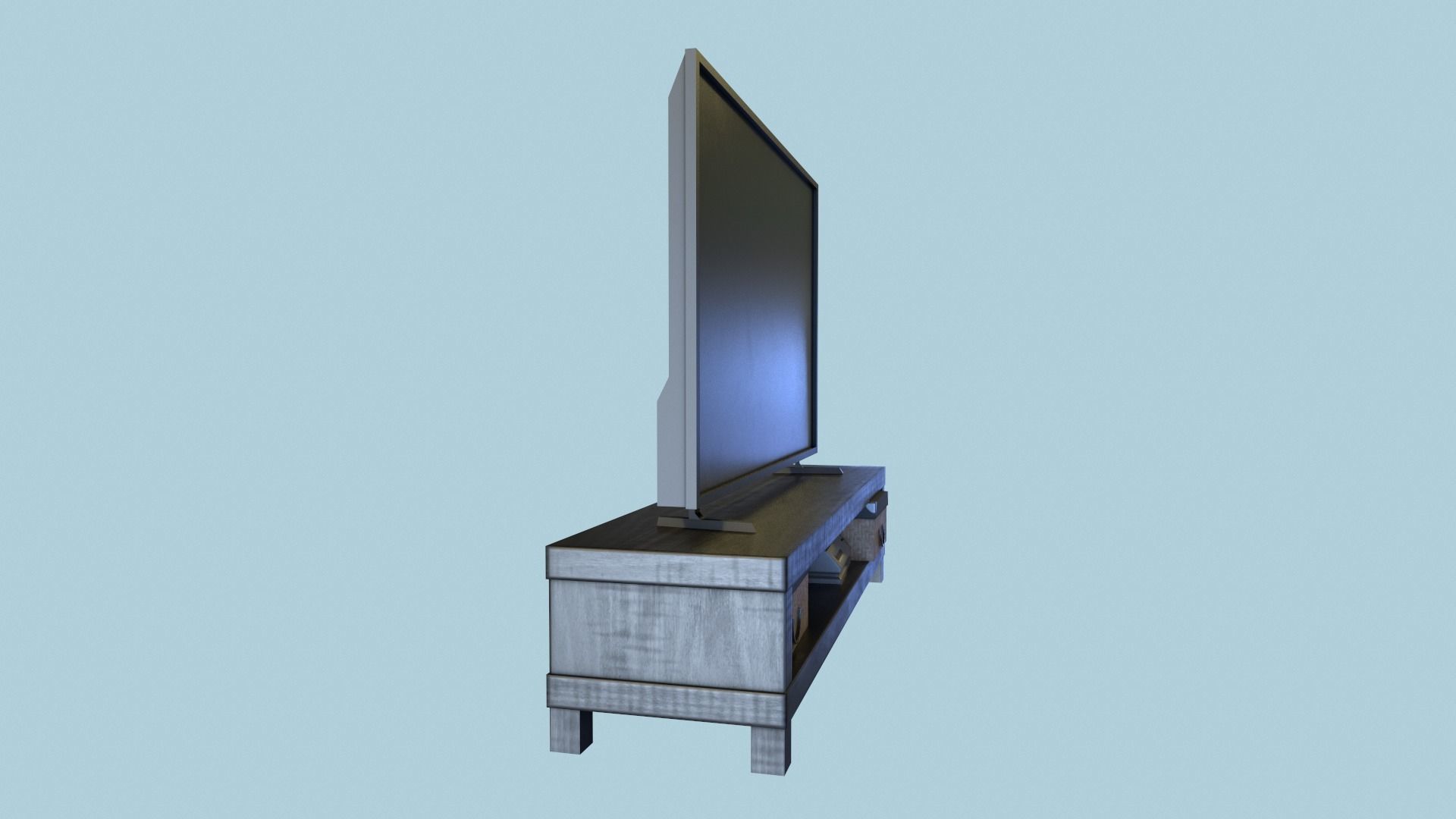 TV Table with TV  Low-poly 3D model_5