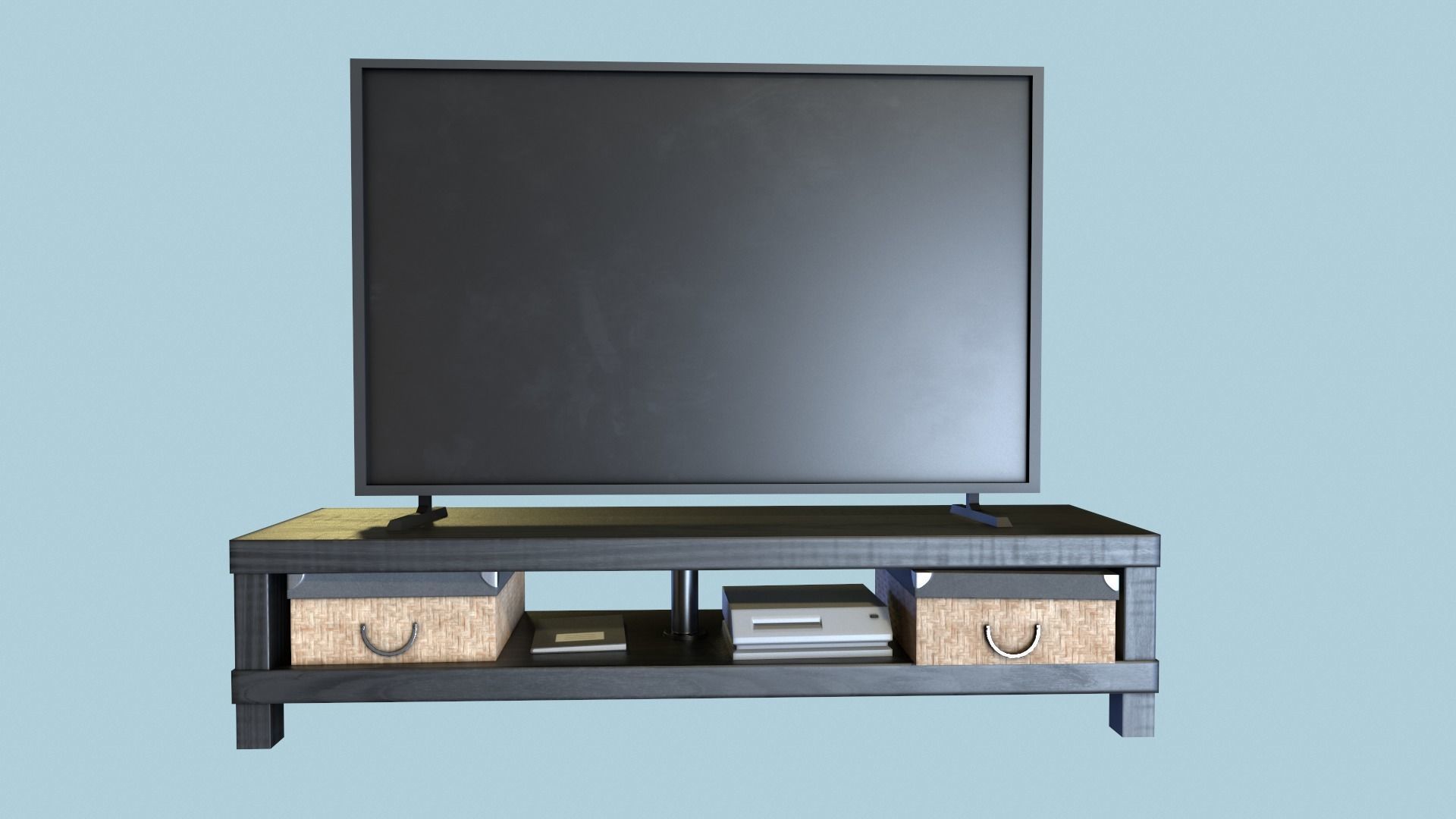 TV Table with TV  Low-poly 3D model_3