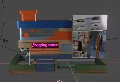 Carton sci-fi shopping mall of the future