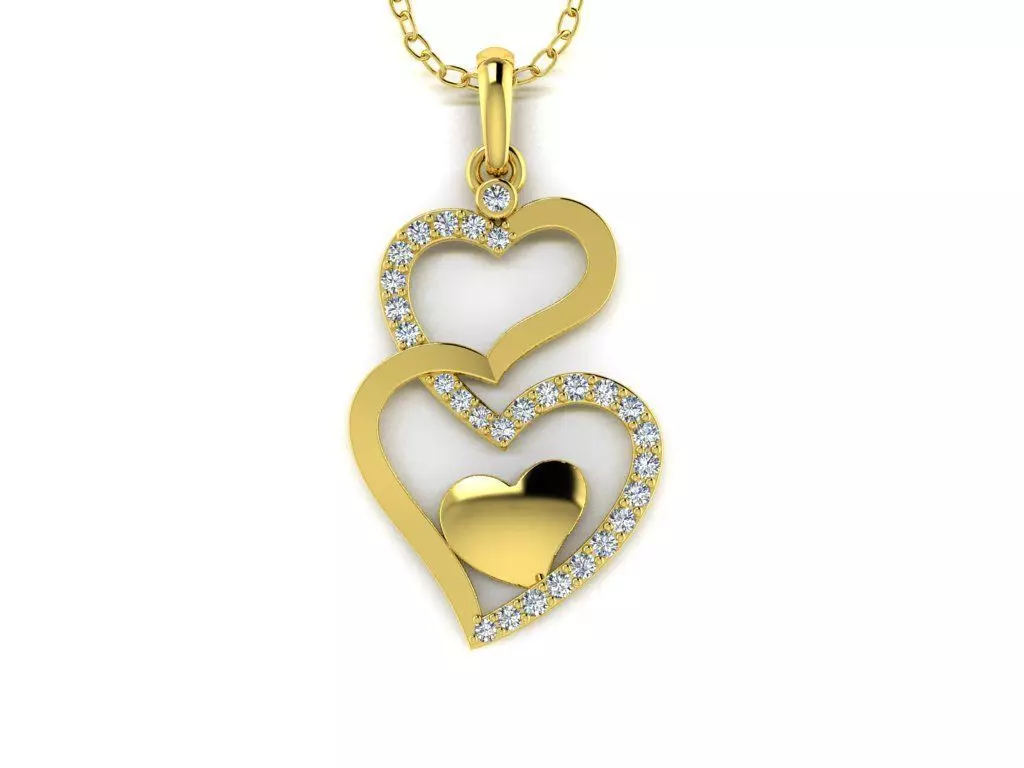 Diamond Jewelry Pendant Heart 3D print model_0