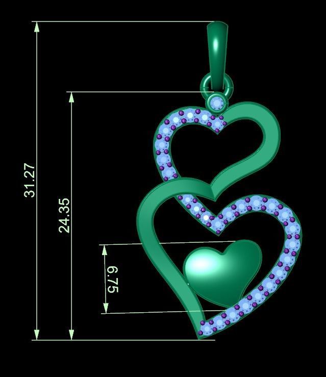 Diamond Jewelry Pendant Heart 3D print model_4