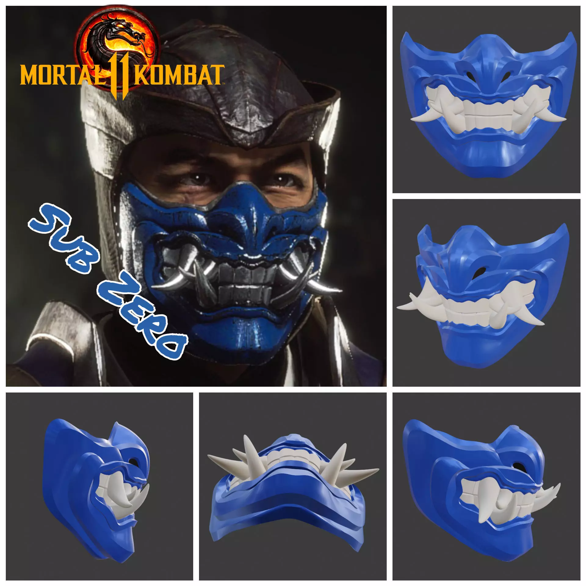 Sub Zero mask from Mortal Kombat 11 - Grand Icy Master 3D print model_0