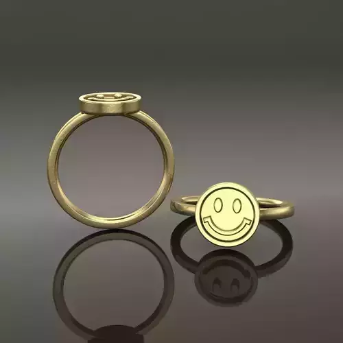 Smiley Face Round Frame Ring Band Mix Size