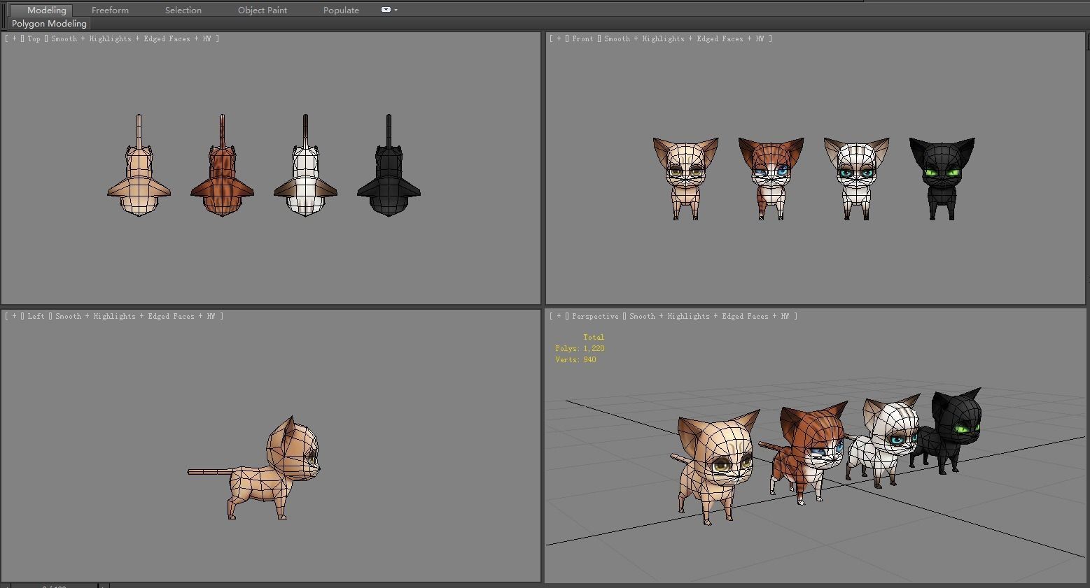 Cartoon kitten - cat  Low-poly 3D model_4