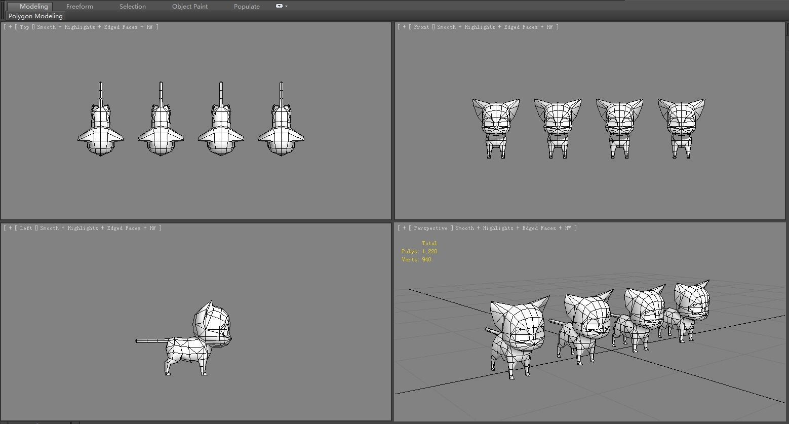 Cartoon kitten - cat  Low-poly 3D model_5