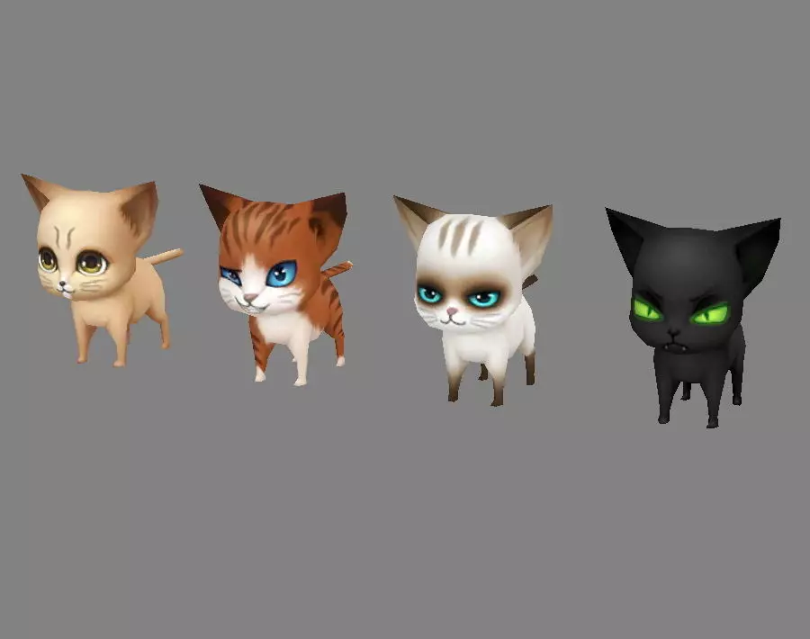 Cartoon kitten - cat  Low-poly 3D model_0