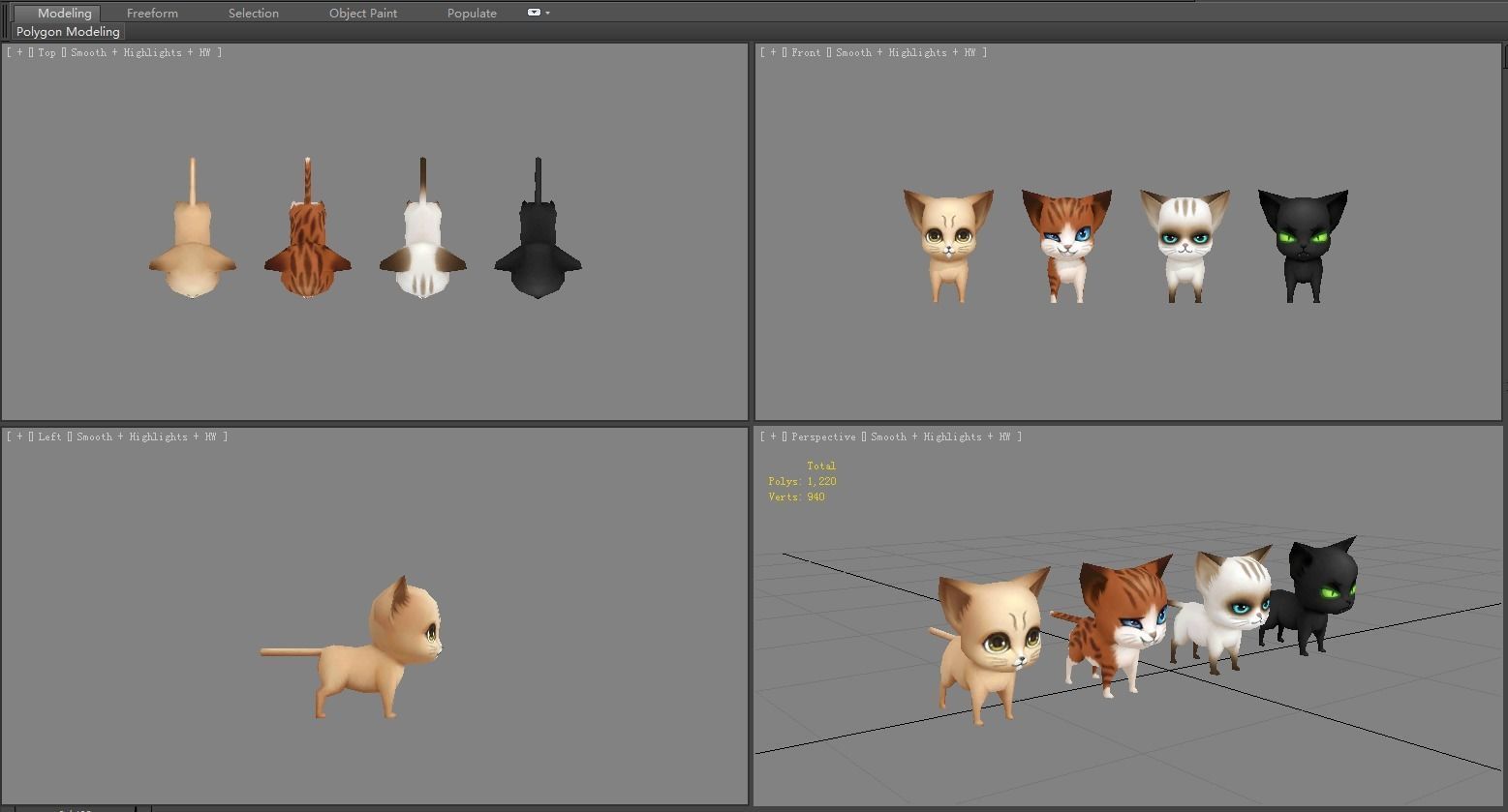 Cartoon kitten - cat  Low-poly 3D model_3