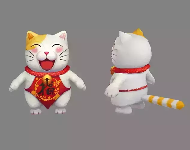 Cartoon Lucky cat - White cat